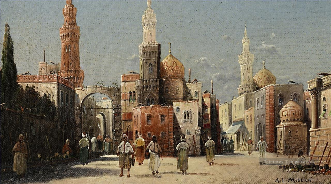 Oriental Street Scenes Alphons Leopold Mielich Araber Peintures à l'huile